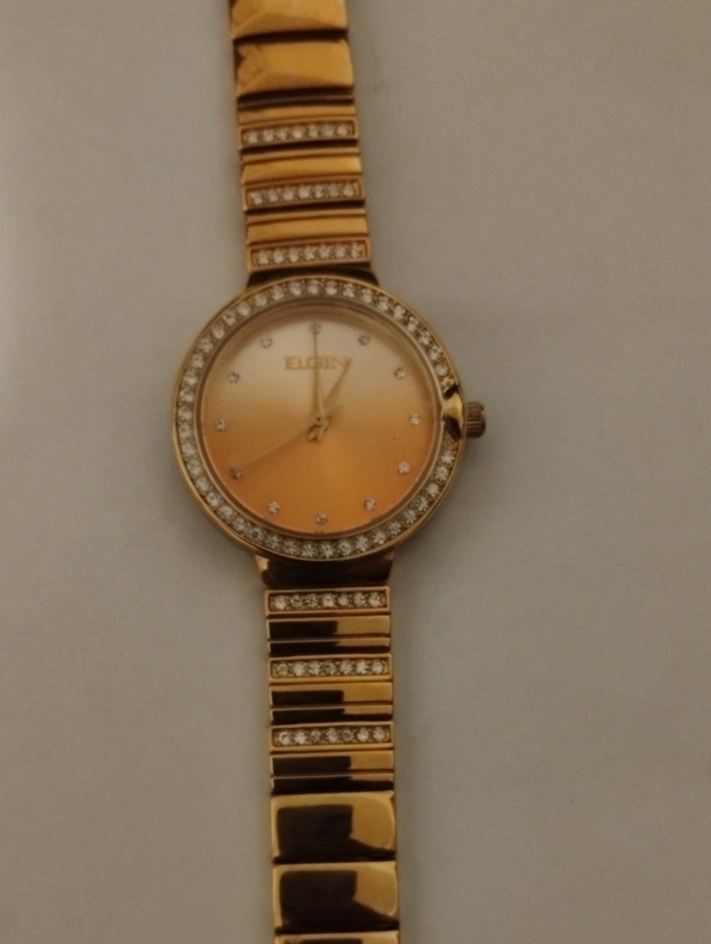 ELGIN WOMEN'S ROSE GOLD CRYSTAL ACCENT WATCH EXCELLENT CONDITION MODEL EG160012R